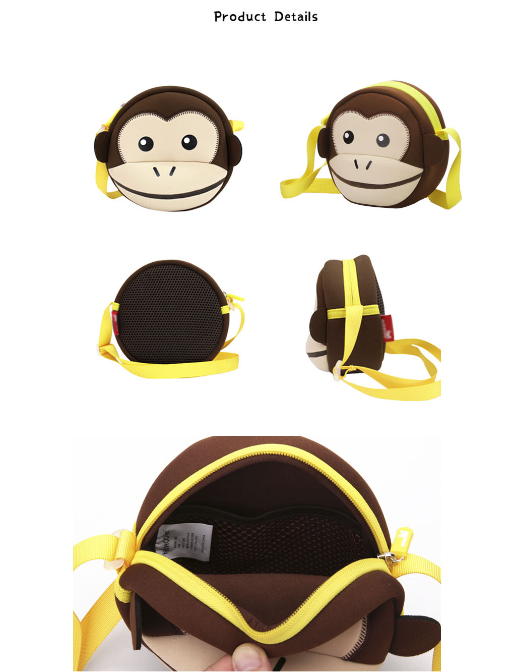 Nohoo Children Products-High Quality Kids Monkey Style Messenger Bags Waterproof Sling Bag