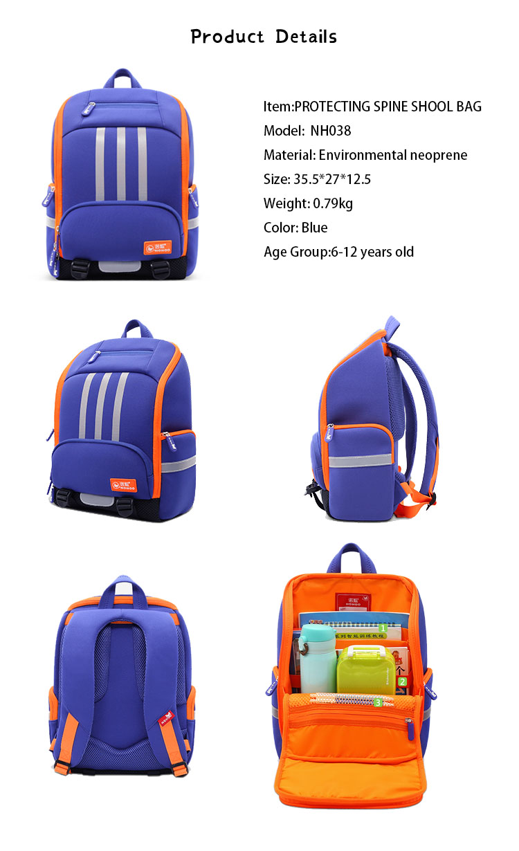 Nohoo Children Products-Nh038 Eco-friendly Large Capacity Student Backpack With Reflector