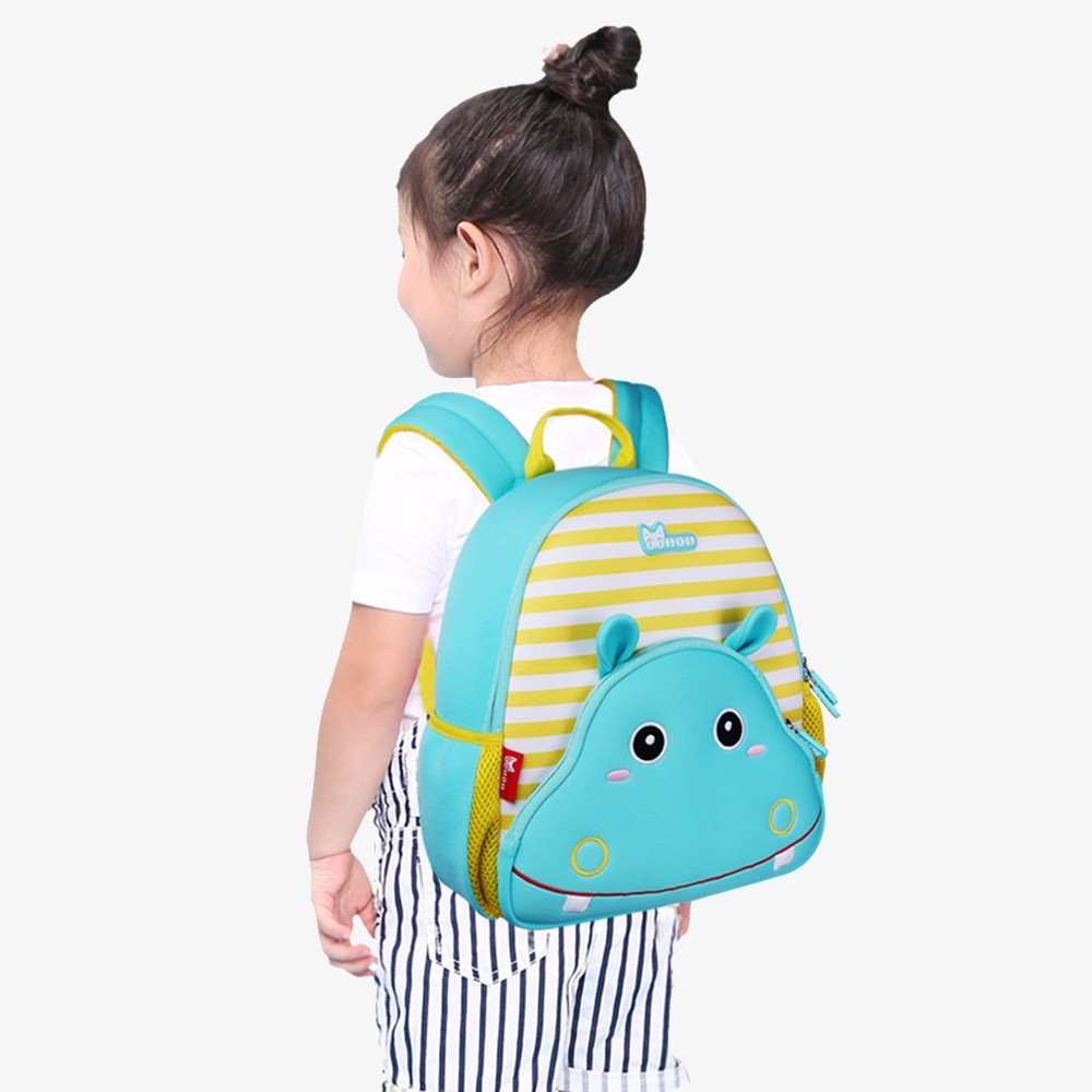 Nohoo Children Products-Gy262 Hippo Lovely Kids Shoulder Bag 3d Cartoon Zoo Kindergarten Book-3
